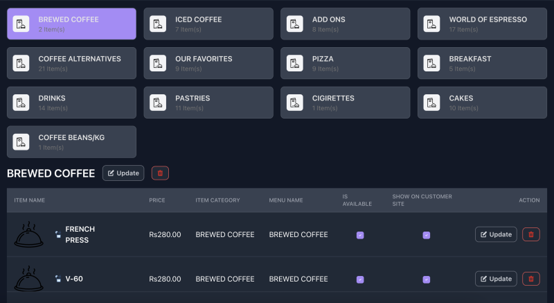 Effortless Menu Management